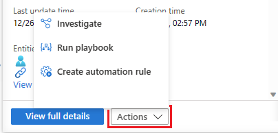 可在细节窗格中对事件执行的操作菜单的屏幕截图。