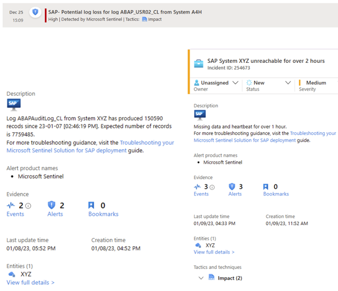 由“SAP - 数据收集运行状况检查”警报规则触发的警报的屏幕截图。