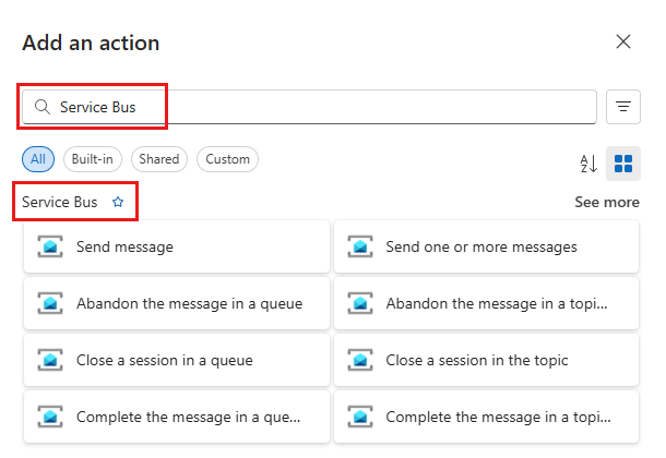 截图，显示选择 Service Bus。