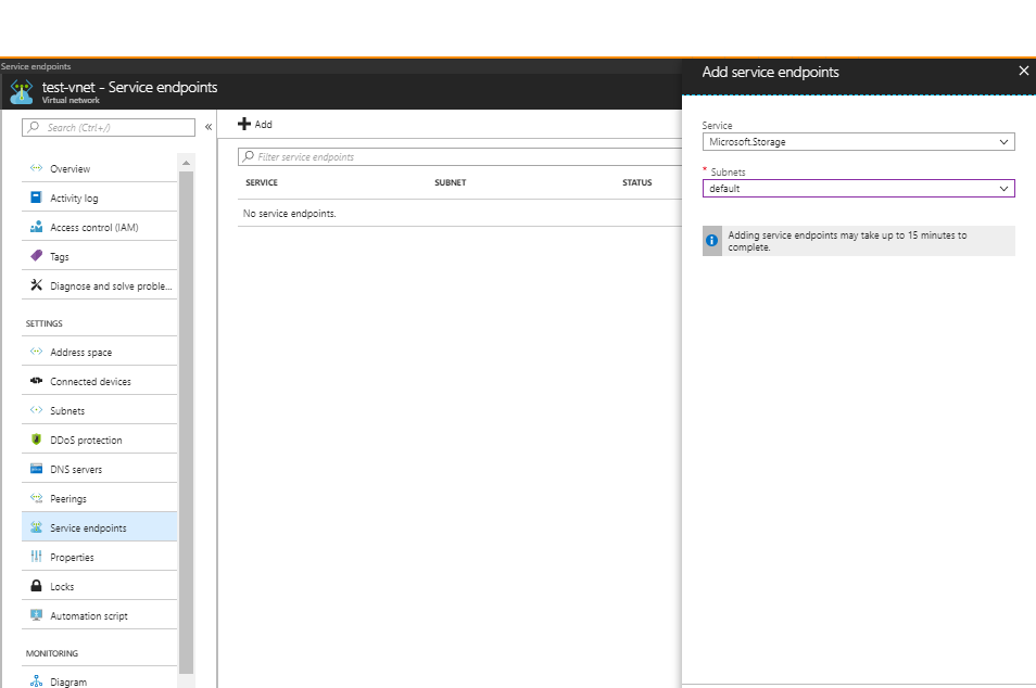 存储终结点的屏幕截图。