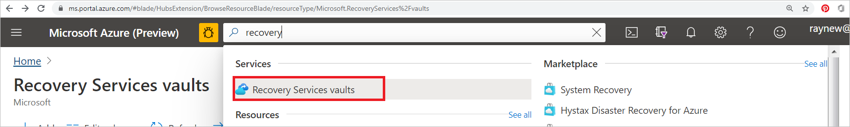查找恢复服务库
