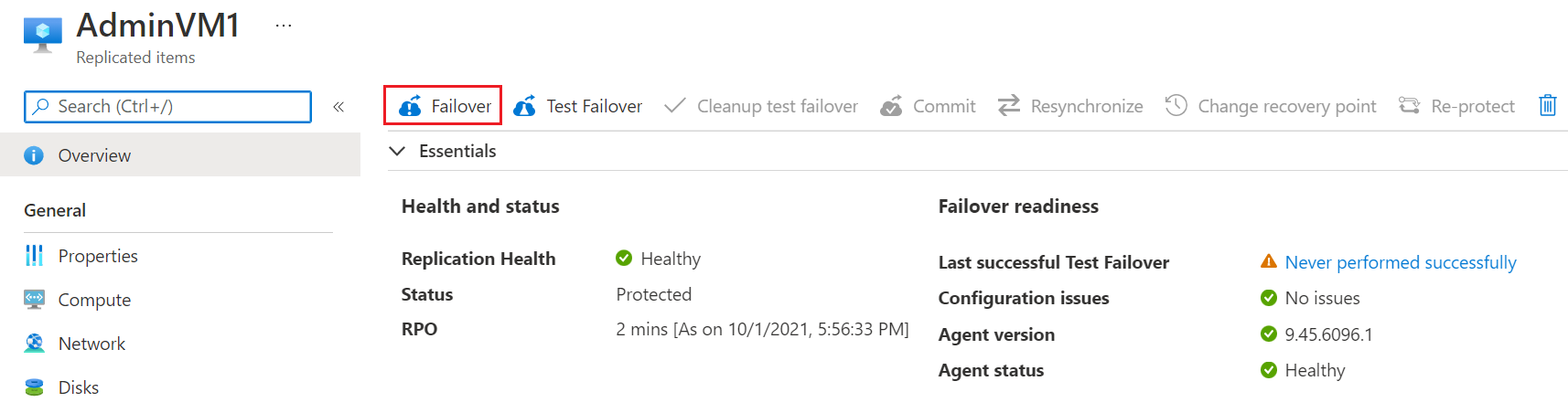 复制项的故障转移按钮
