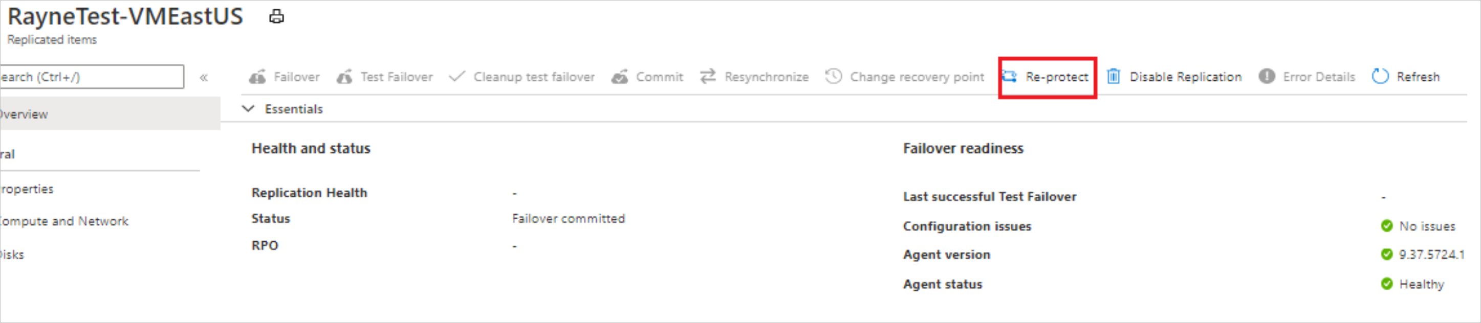 启用虚拟机重新保护的按钮。