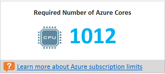 所需 Azure 核心数的屏幕截图。