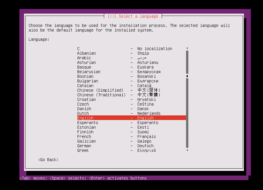 选择英语作为首选语言。