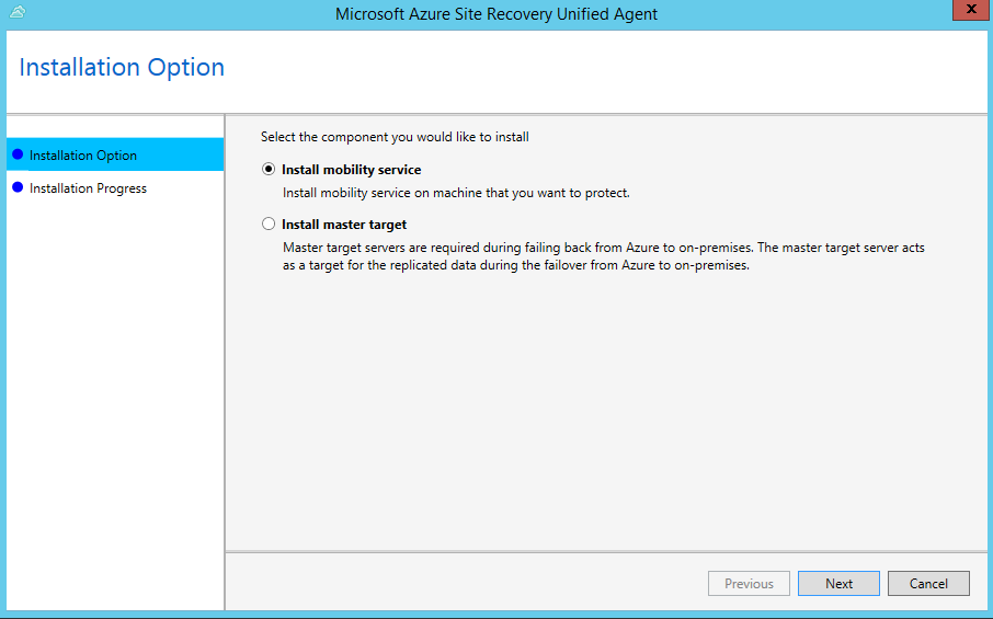 移动服务安装选项页。