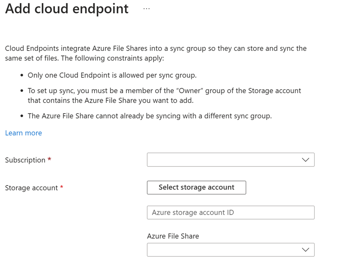 用于在 Azure 门户中输入有关新云终结点的详细信息的窗格的屏幕截图。