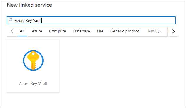 截图显示 Azure Key Vault 作为一个新的链接服务。