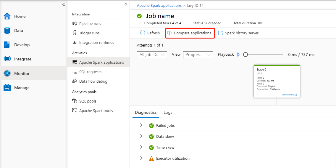 用于比较应用程序的详细信息的屏幕截图。