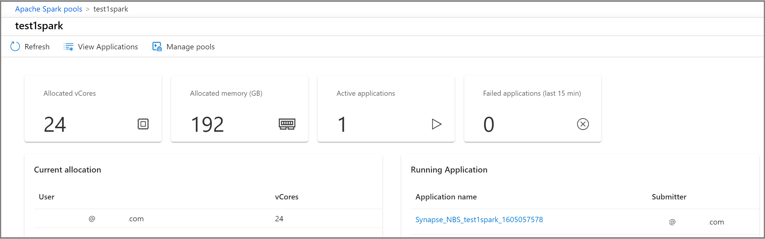 Apache Spark 池详细信息