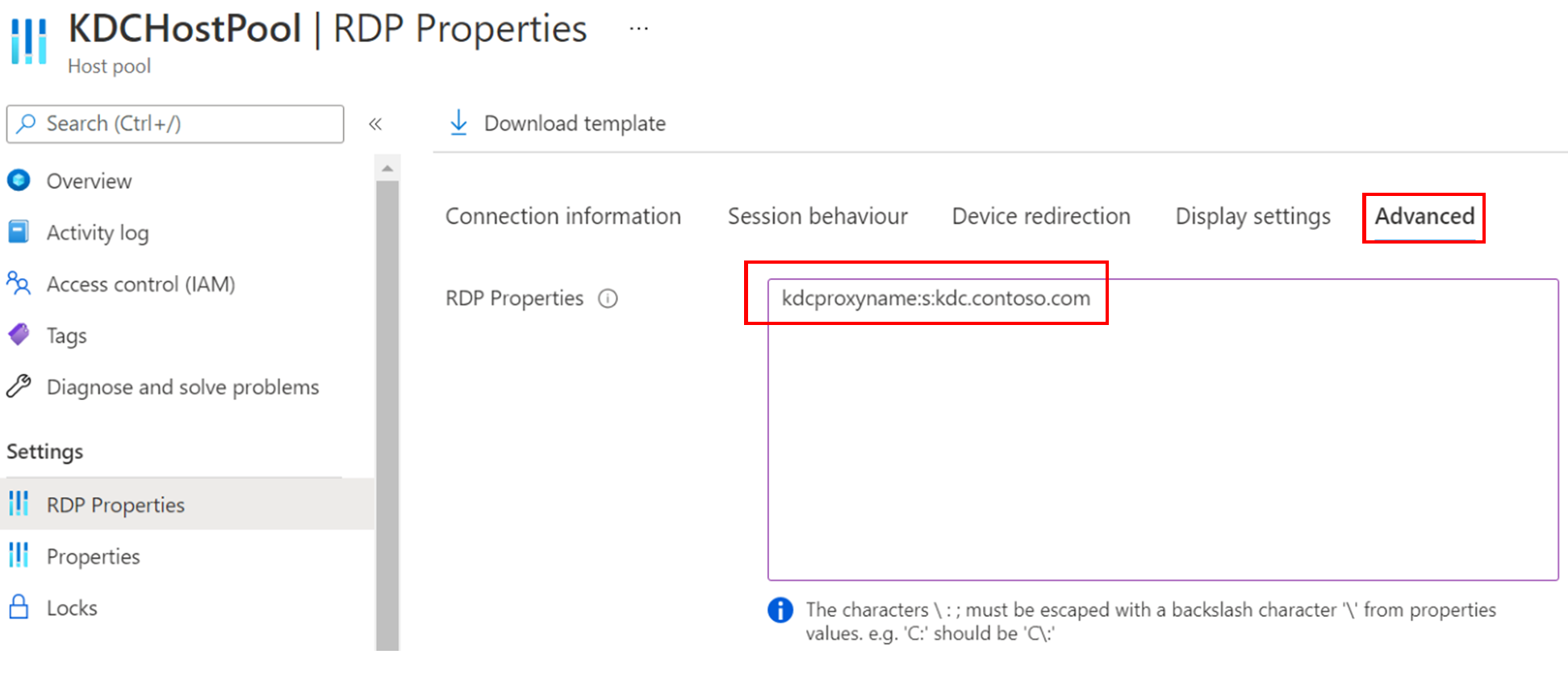显示已选择“高级”选项卡的屏幕截图，其中输入了步骤 4 中所述的值。