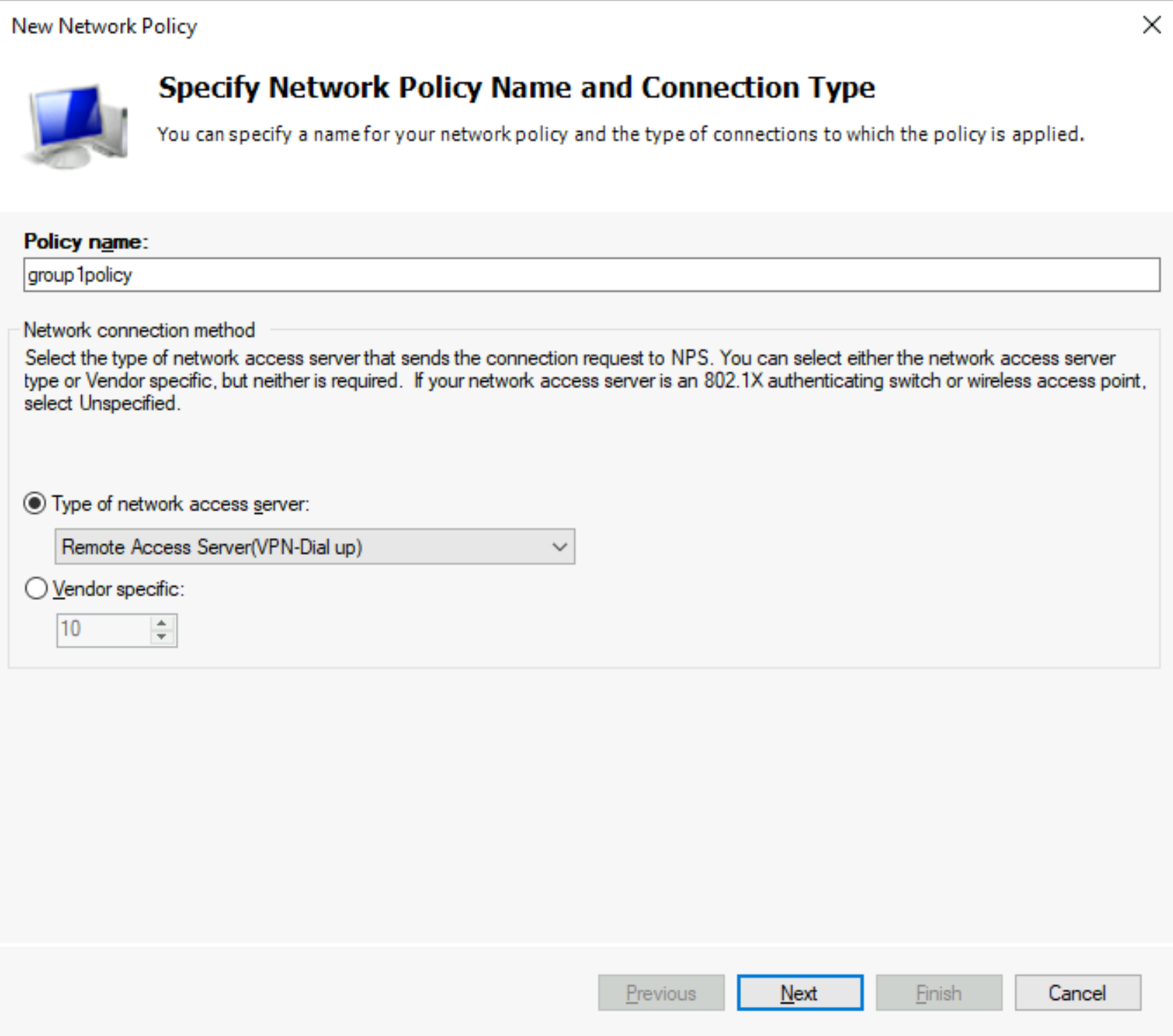 策略名称字段的屏幕截图。