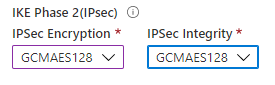 屏幕截图显示了适用于 IPsec 的 GCMAES。