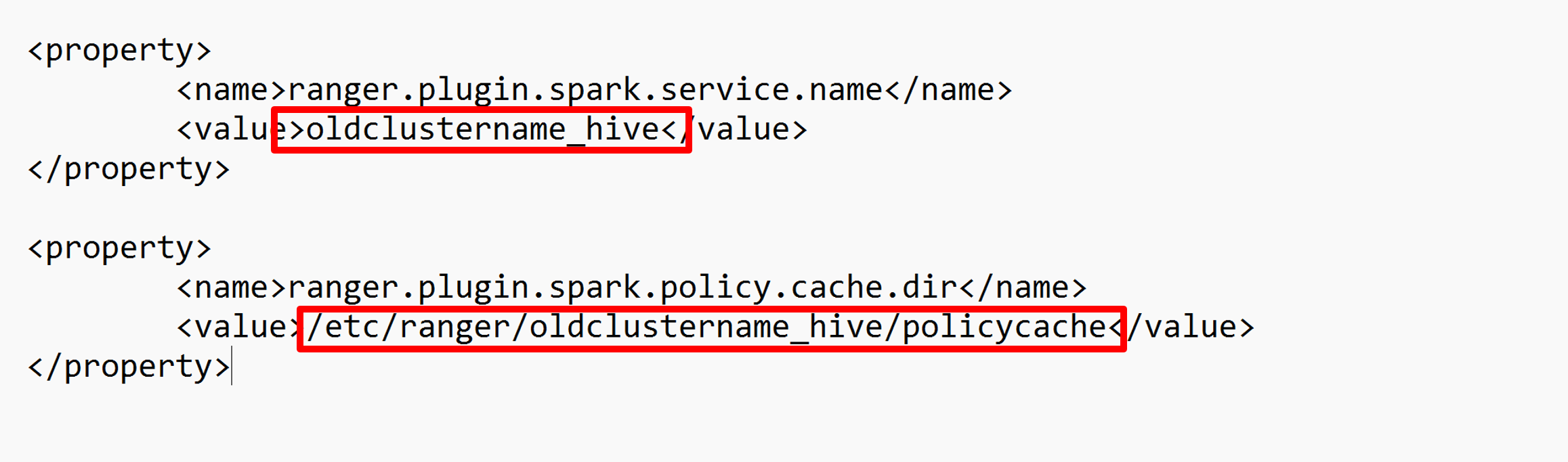 显示 XML 中服务名称的配置更新的屏幕截图。