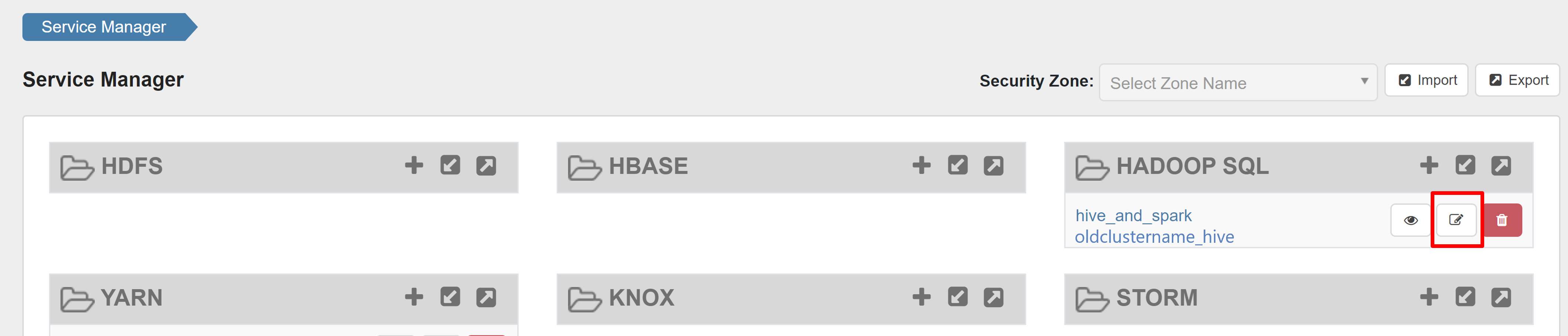 显示 Ranger 服务编辑选项的屏幕截图。