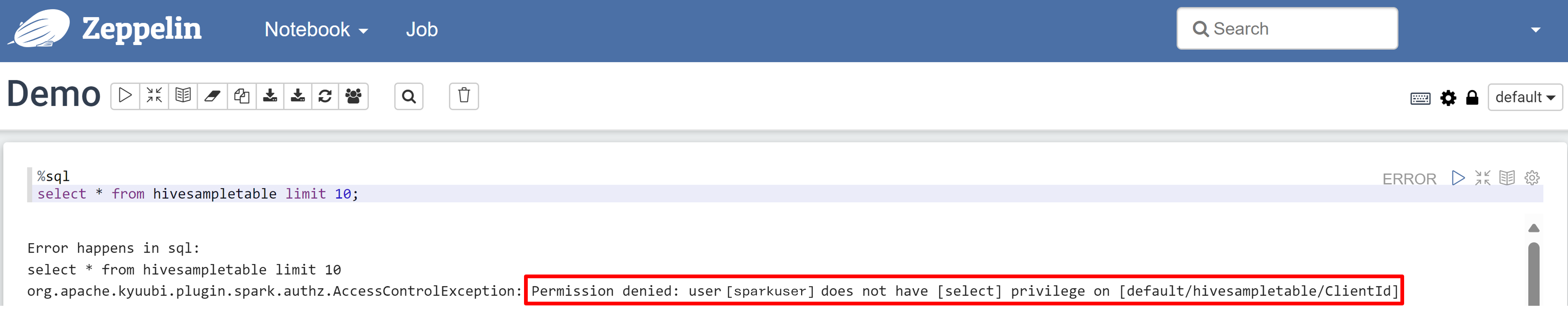 显示访问策略前的结果的屏幕截图。