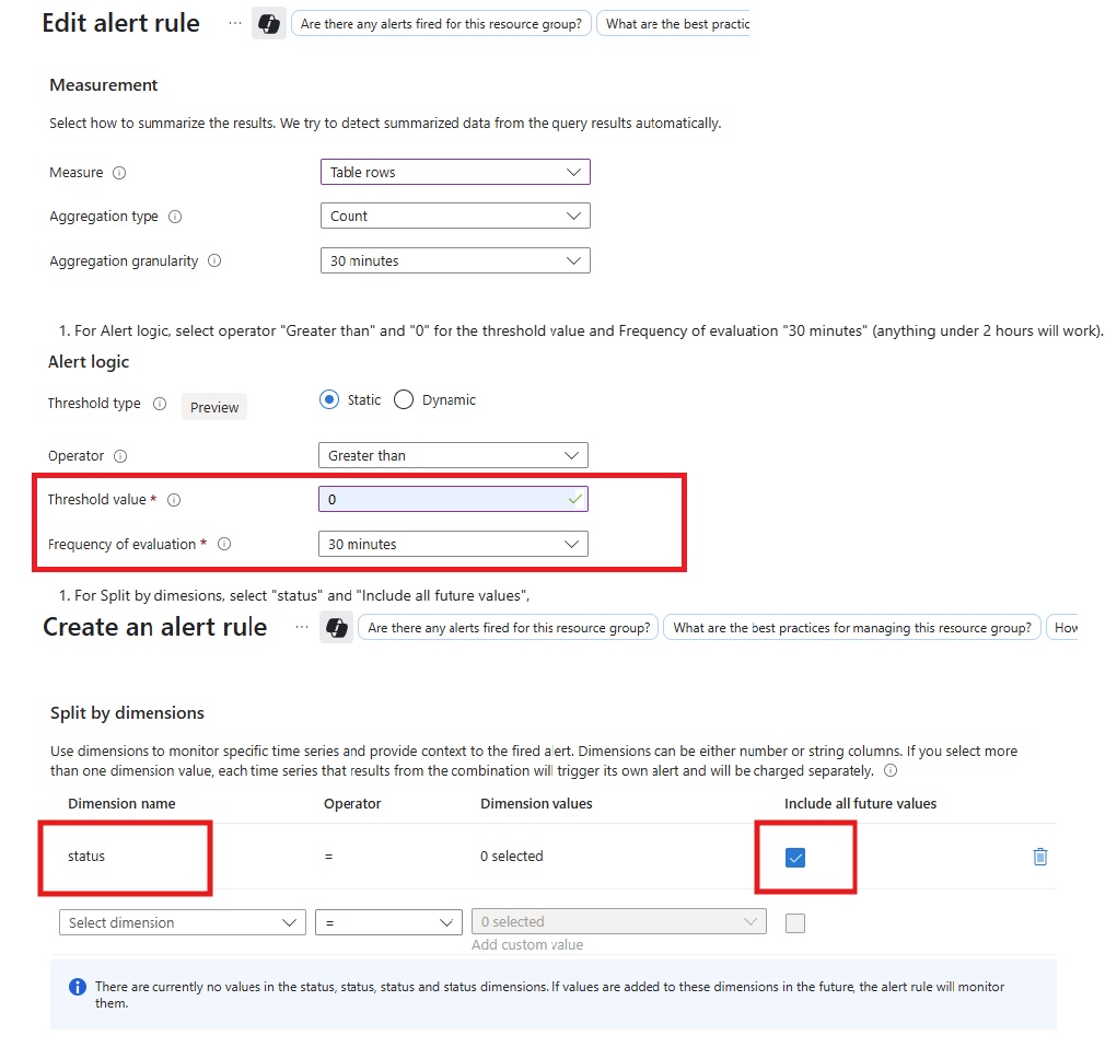 警报条件的配置选项的屏幕截图。