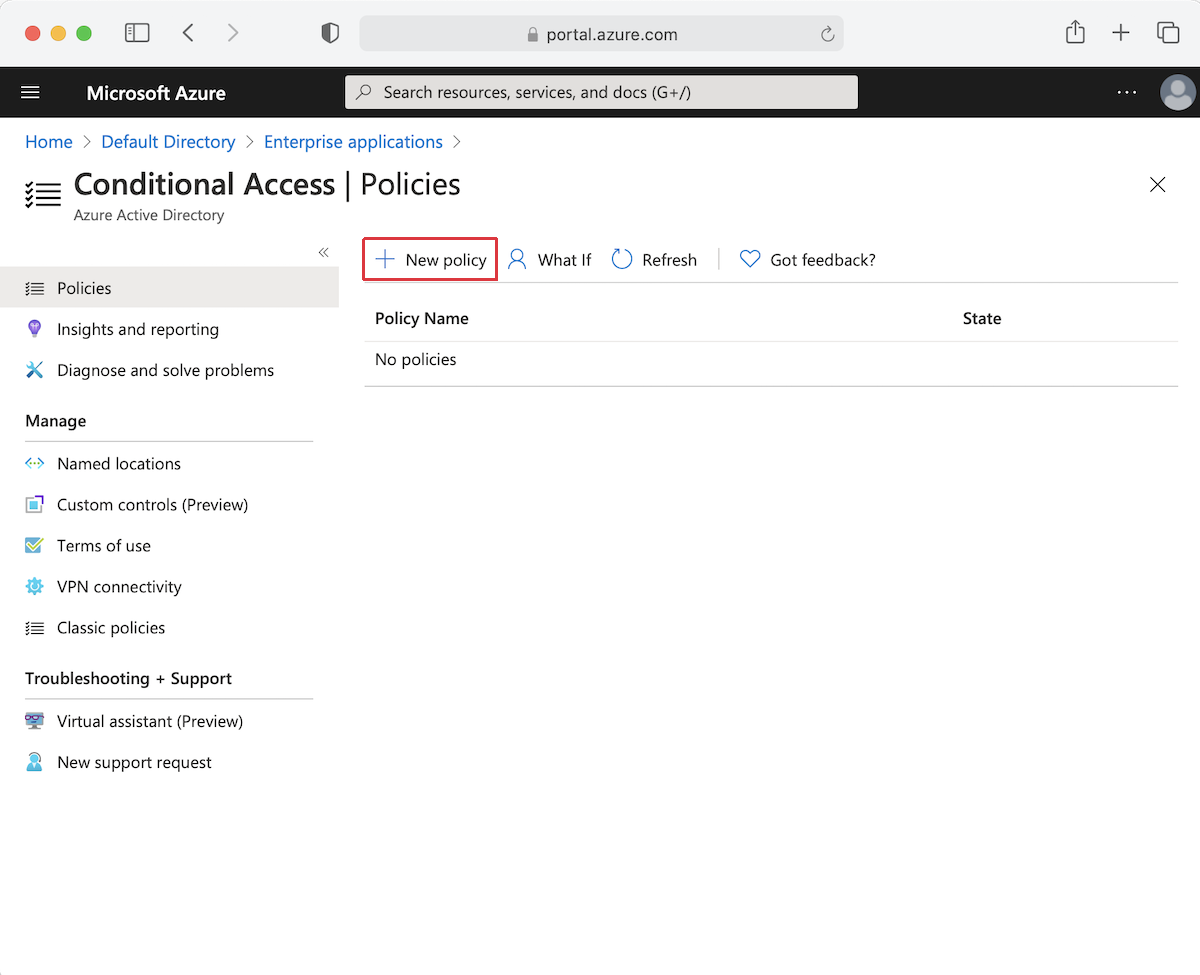 Adding a Conditional Access policy