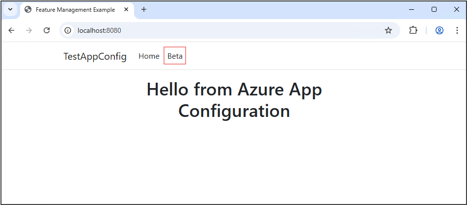 启用功能标志后 gin Web 应用的屏幕截图。