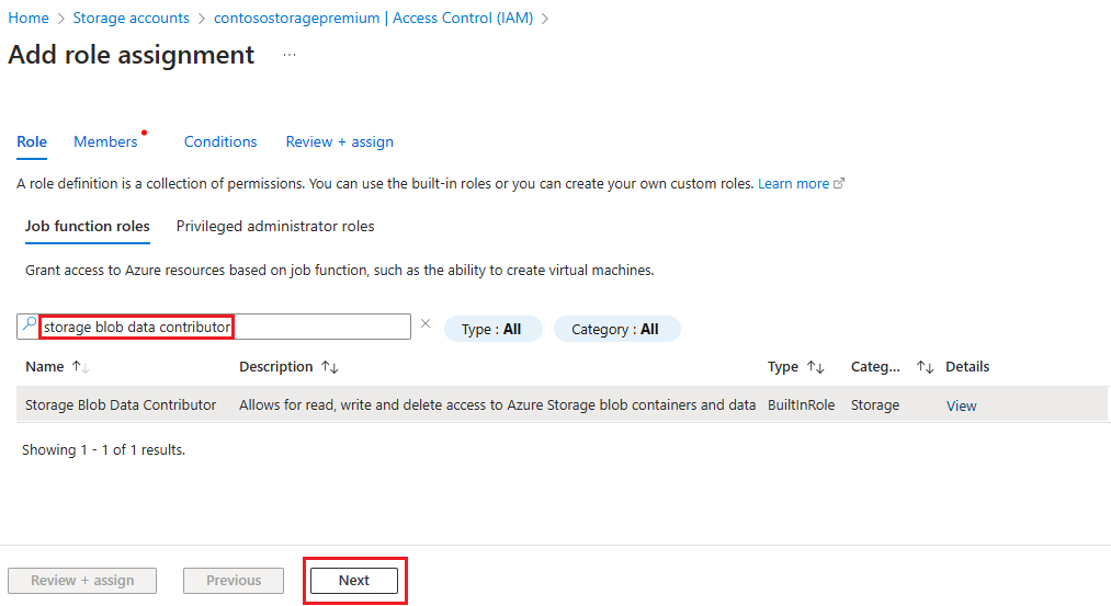 显示带有角色列表的“添加角色分配”窗体的屏幕截图。