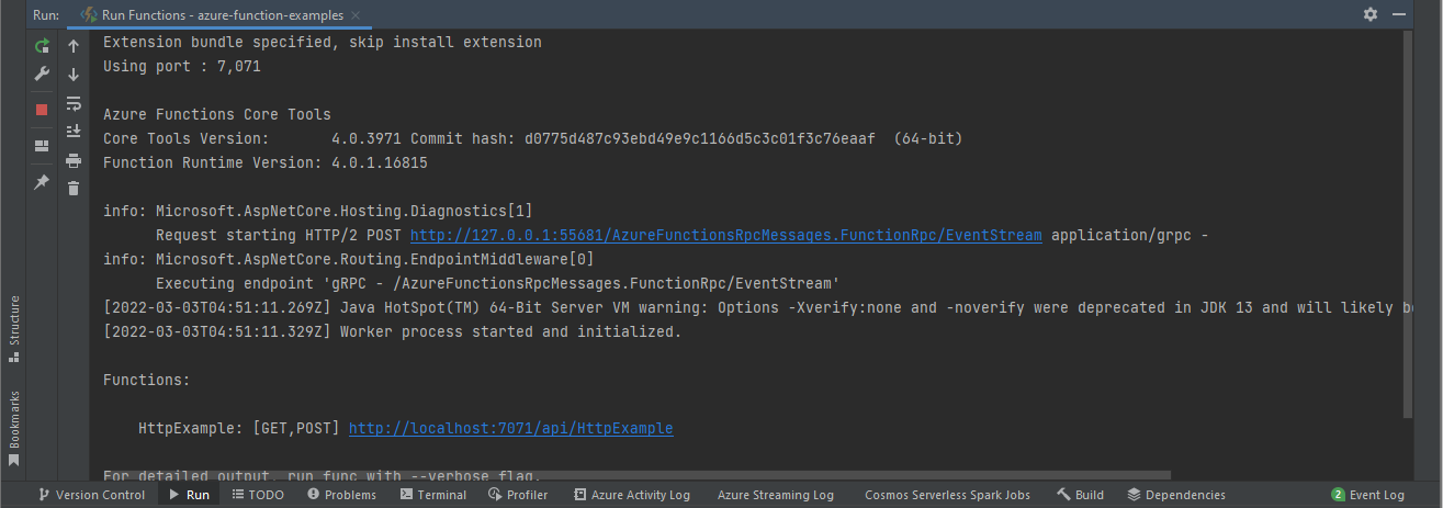 在本地运行的项目输出。