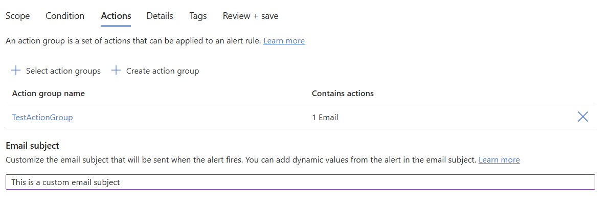 用于在 Azure 门户中自定义电子邮件的用户界面的屏幕截图。