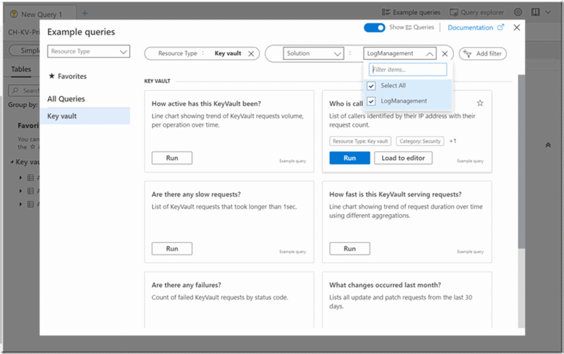 显示示例查询屏幕筛选器的屏幕截图。