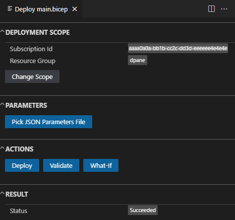 Visual Studio Code 中部署窗格的屏幕截图。