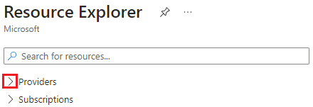 在资源浏览器中展开“提供程序”部分的屏幕截图。