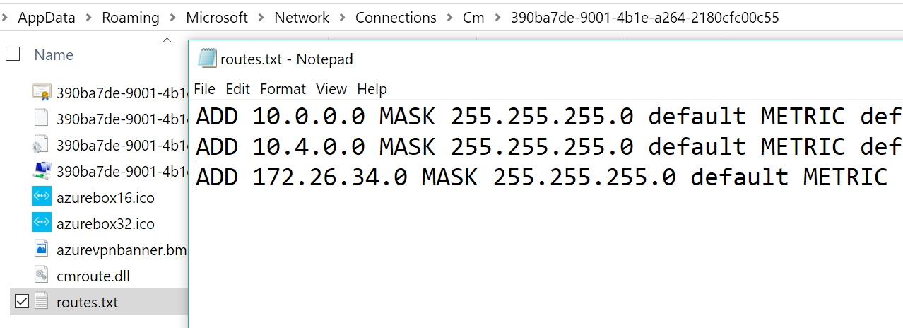 显示 route.txt 的屏幕截图。