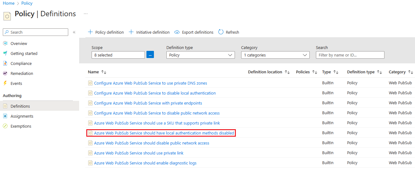 显示如何禁用本地身份验证策略的屏幕截图。