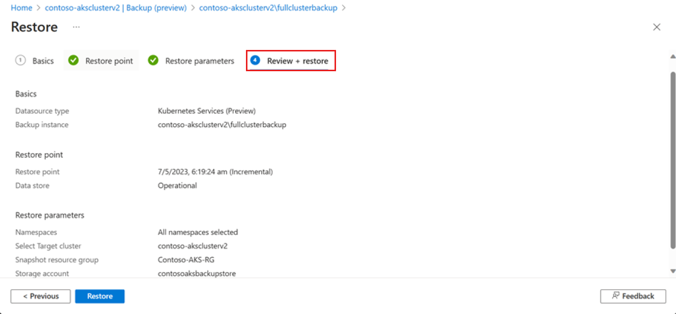 屏幕截图显示还原的“查看 + 还原”选项卡。