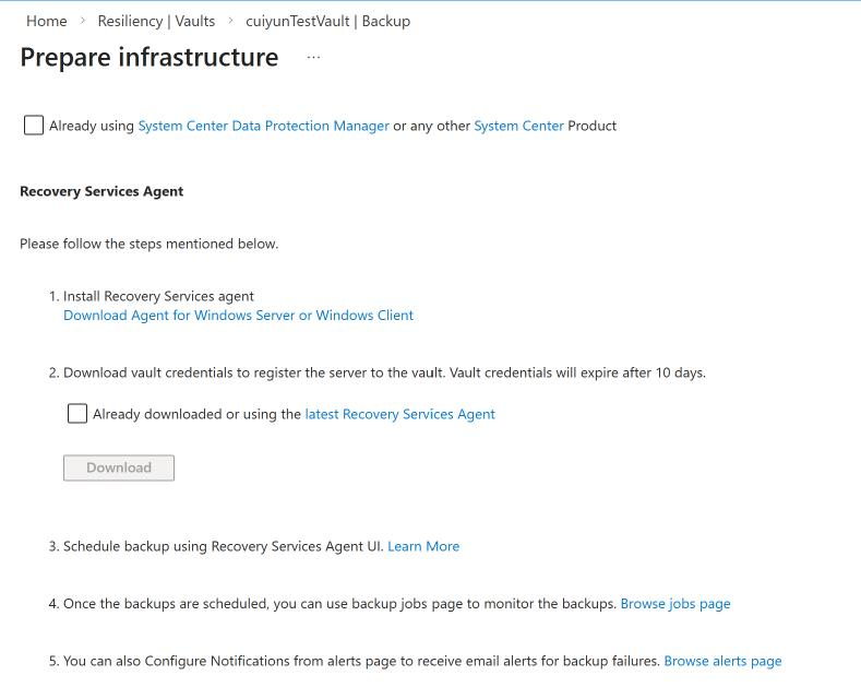 屏幕截图显示如何准备基础结构。