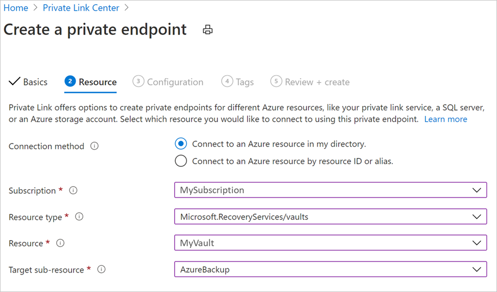 选择连接的资源
