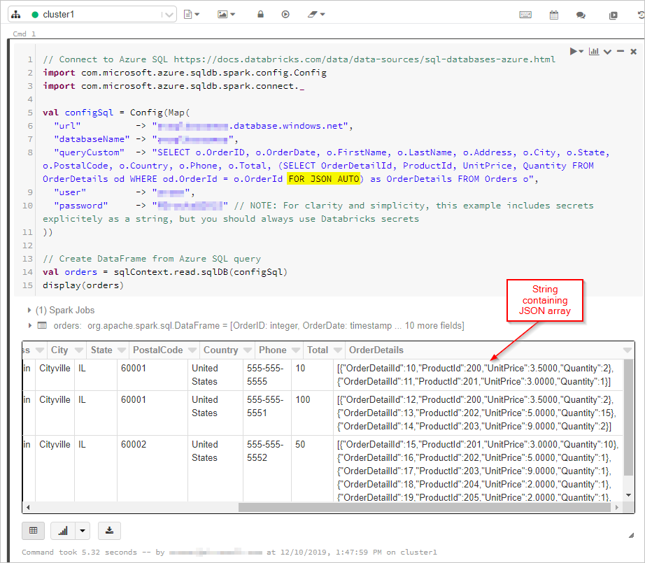 显示 DataFrame 中的 SQL 查询输出的屏幕截图。
