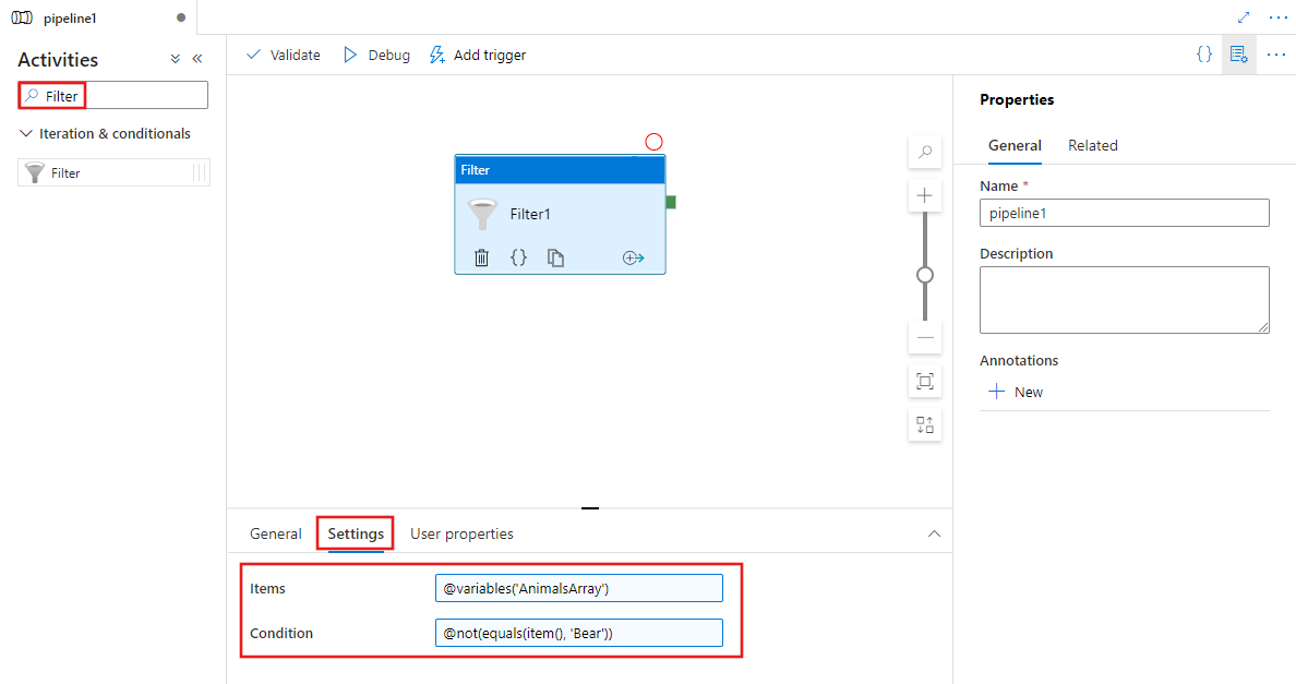 显示过滤器活动的用户界面。
