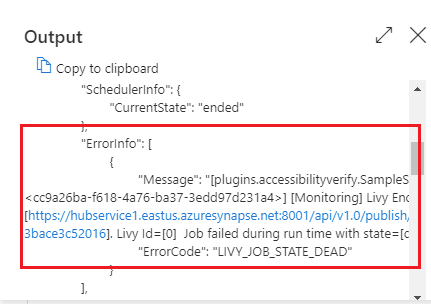 笔记本活动的输出用户错误的屏幕截图。