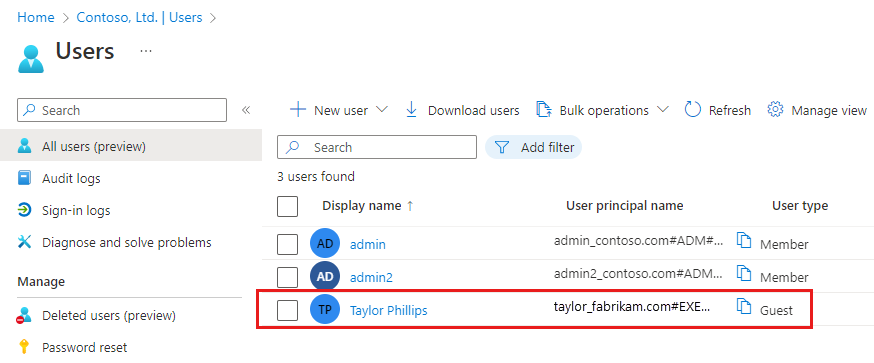 显示目录中“新建来宾用户”的屏幕截图。