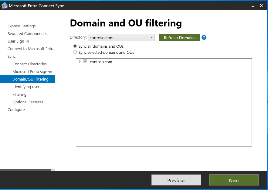 域筛选的屏幕截图。