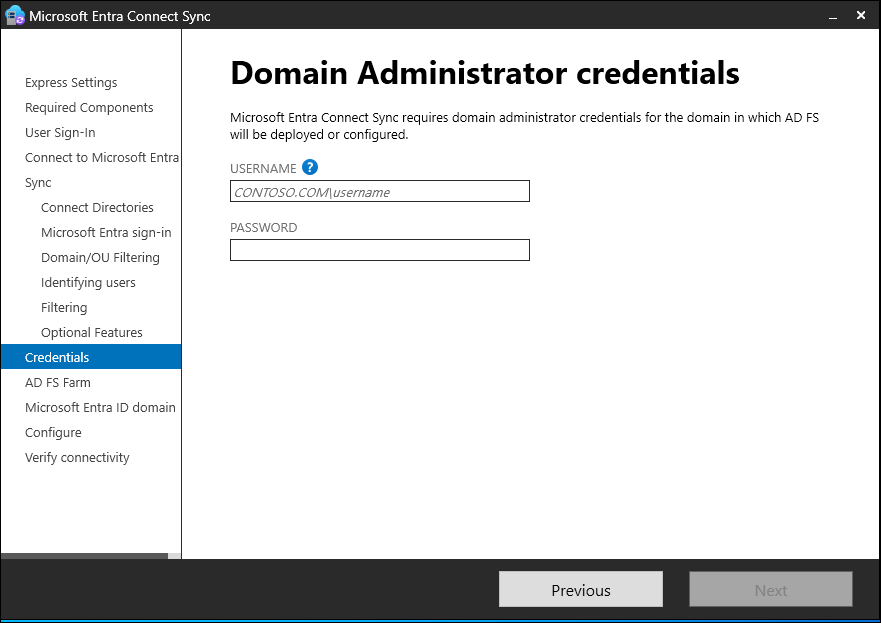 AD FS 凭据页的屏幕截图。