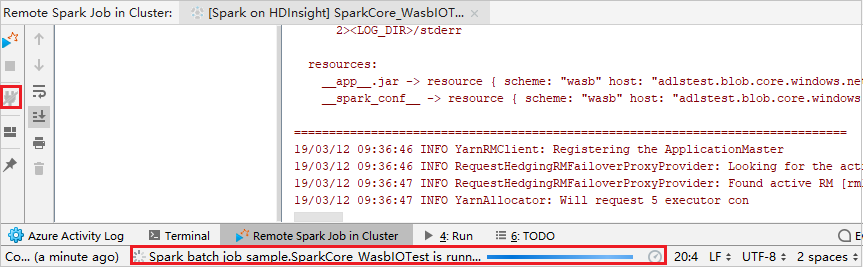 IntelliJ 调试远程 Spark 作业远程运行结果。