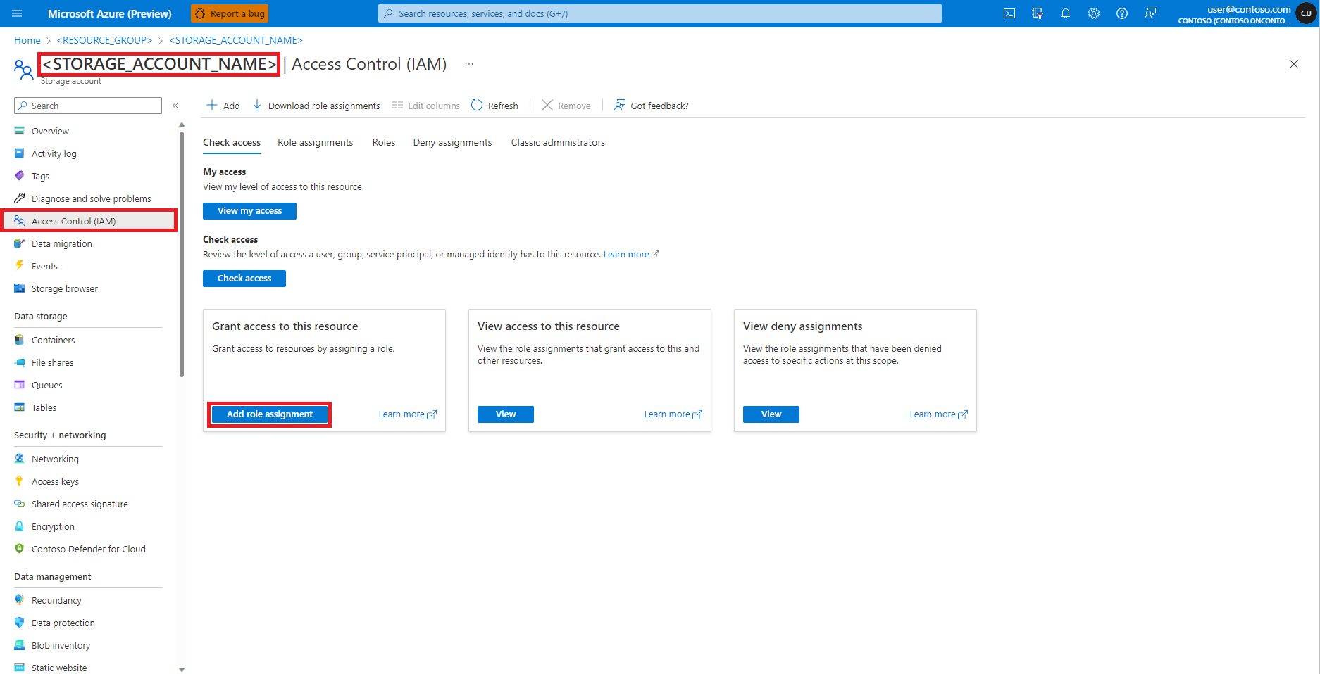 显示 Azure 访问密钥屏幕的屏幕截图。