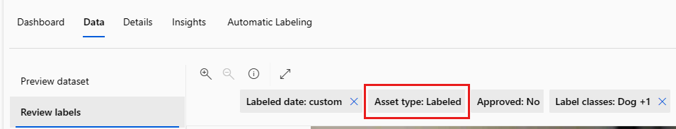 屏幕截图显示了用于查看标签的筛选器。
