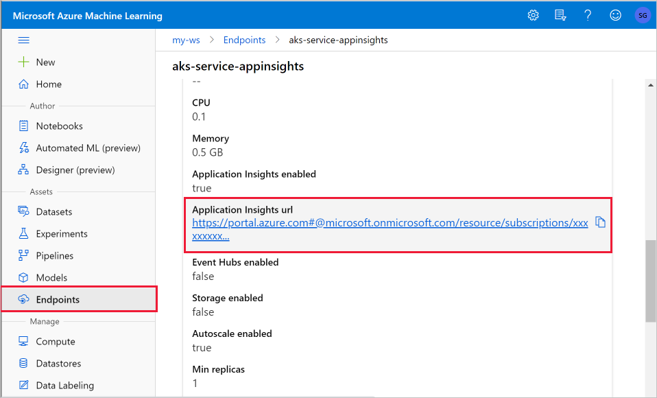 定位 Application Insights URL
