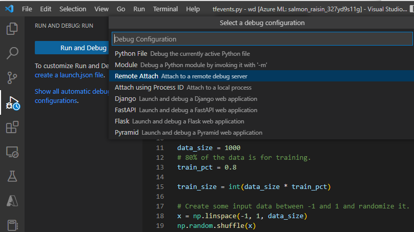 有关交互式作业的屏幕截图：“添加远程附加”按钮