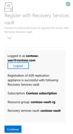 屏幕截图显示了如何向恢复服务注册