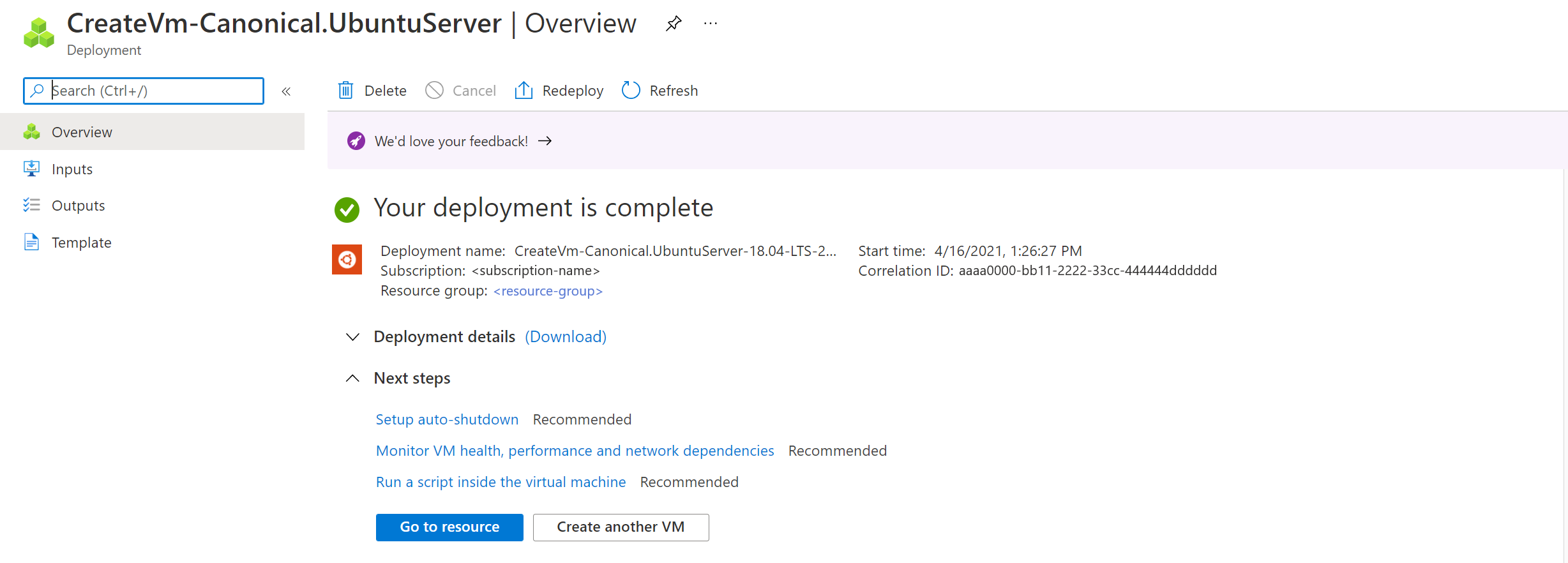 部署成功的屏幕截图。
