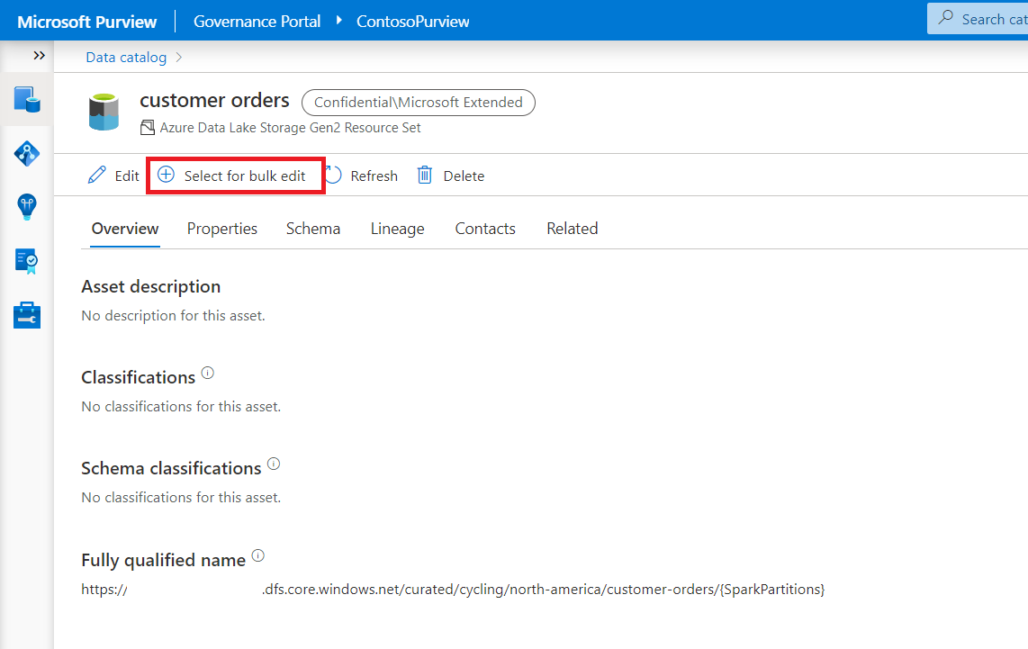 资产页面中批量编辑框被突出显示的屏幕截图。