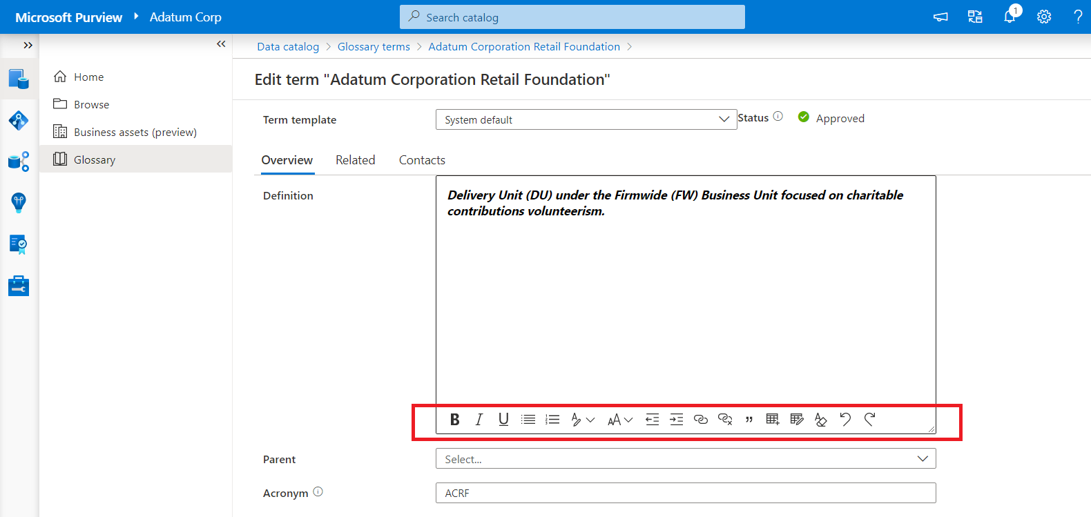 显示富文本编辑器的屏幕截图。