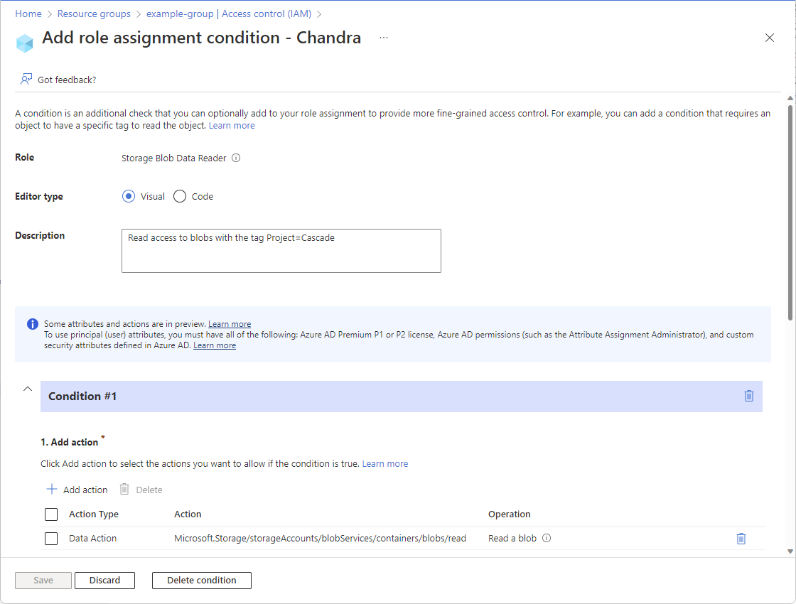 单击“视图/编辑”链接后在编辑器中显示的条件。